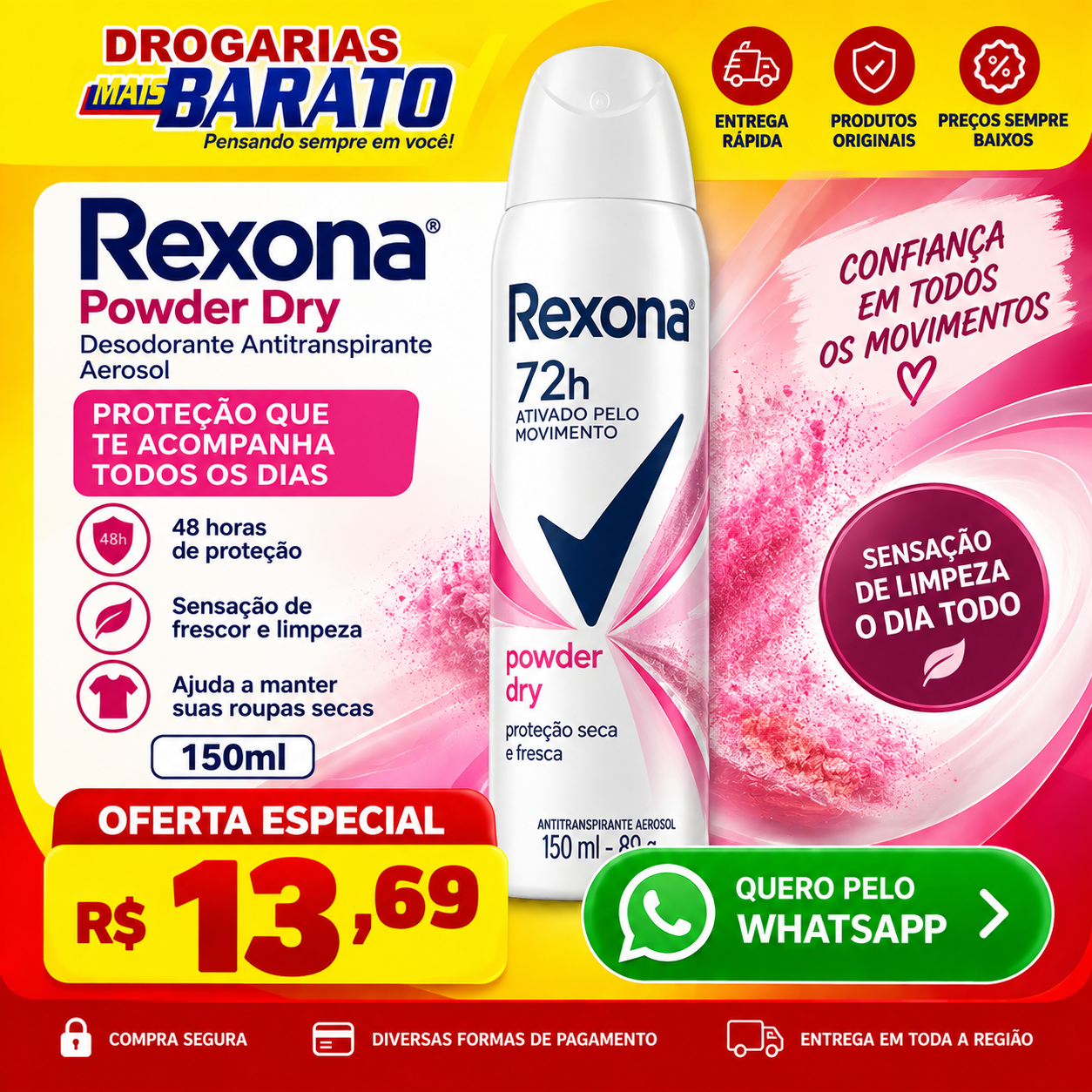 Desodorante Rexona Powder Dry